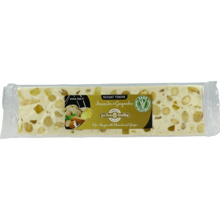 Barre de nougat tendre au Gingembre  et aux amandes - 100 g 