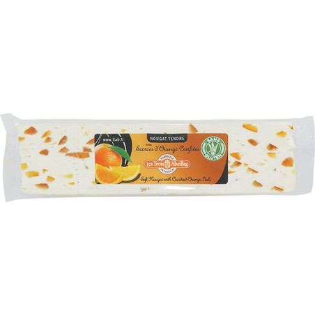 Barre de nougat tendre aux écorces d'orange confites 