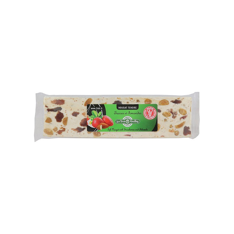 Barre de nougat tendre à la fraise et aux amandes 