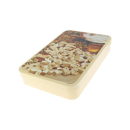 Boite métal de dominos de Nougat de Montélimar tendre 