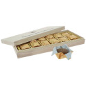 Coffret bois de 12 marrons glacés sous alu or - 240 g