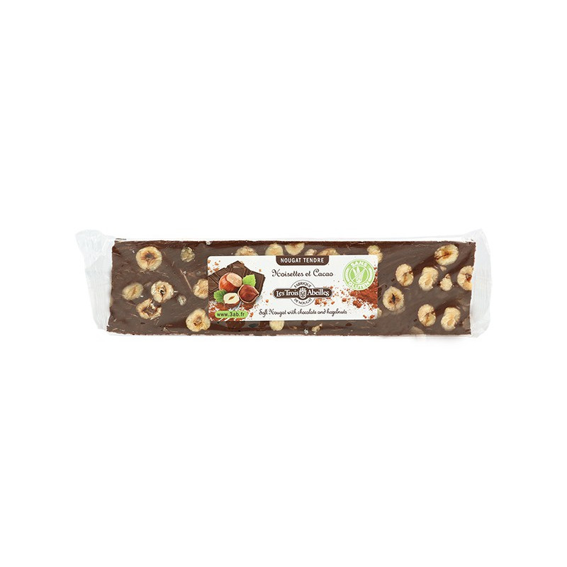 Nougat tendre aux Noisettes et au Cacao - barre 100g