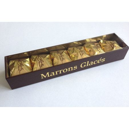 Réglette de 6 marrons glacés (Marron entier sous alu Or) Réglette de 6 marrons glacés (Marron entier sous alu Or)
