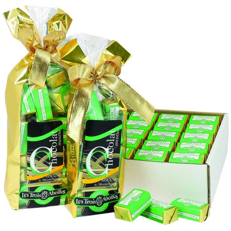 Chocolat Noir Menthe au Nougat de Montélimar Tendre - boite 1 kg Chocolat Noir Menthe au Nougat de Montélimar Tendre - boite 1 kg