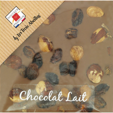 Tablette de Chocolat Lait aux Noisettes et Raisins  90 g
