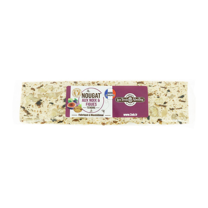 Barre de nougat tendre aux noix Françaises et figues  100 g