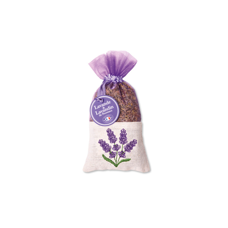 Petit sachet brodé de Fleurs de Lavande & Lavandin