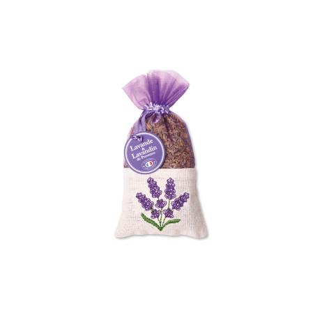 Petit sachet brodé de Fleurs de Lavande & Lavandin