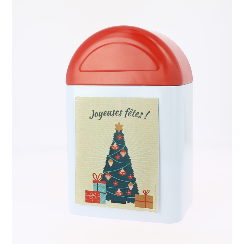 Borne métallique 200 g Dos NDM et 6 chocolats au nougat 275 g