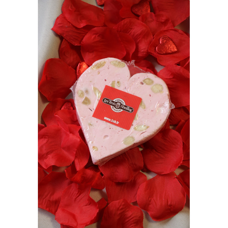 Coeur de nougat tendre Parf. Framboise 15% d'amandes  100 g